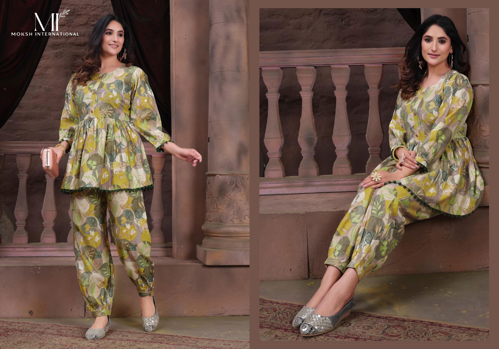 Moksh Co Ord Moon Premium Chanderi Kurti Bottom Catalog
